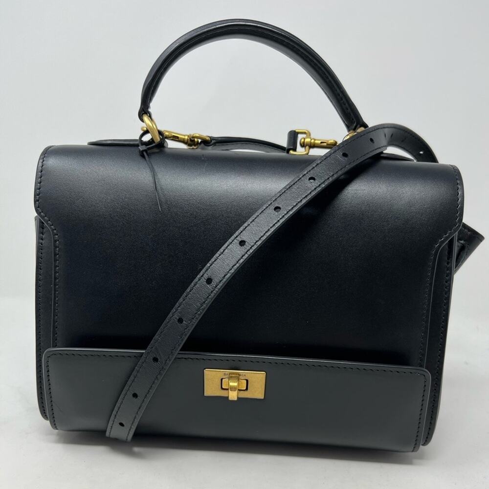 Balenciaga Small Money Bag Top Handle and Adjustable Crossbody Black Leather - Picture 3 of 11
